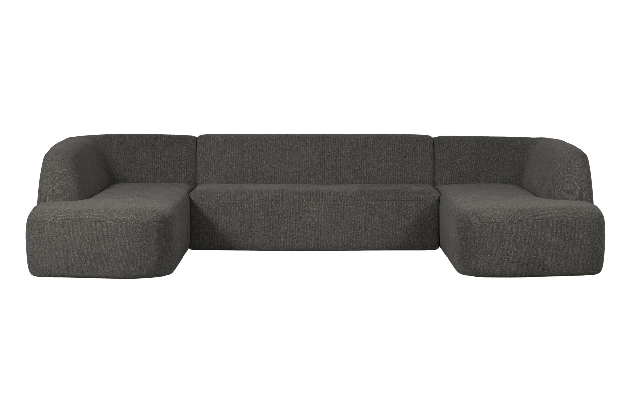 Sofa Sloping U-Form aus Melange-Stoff, Dunkelgrau