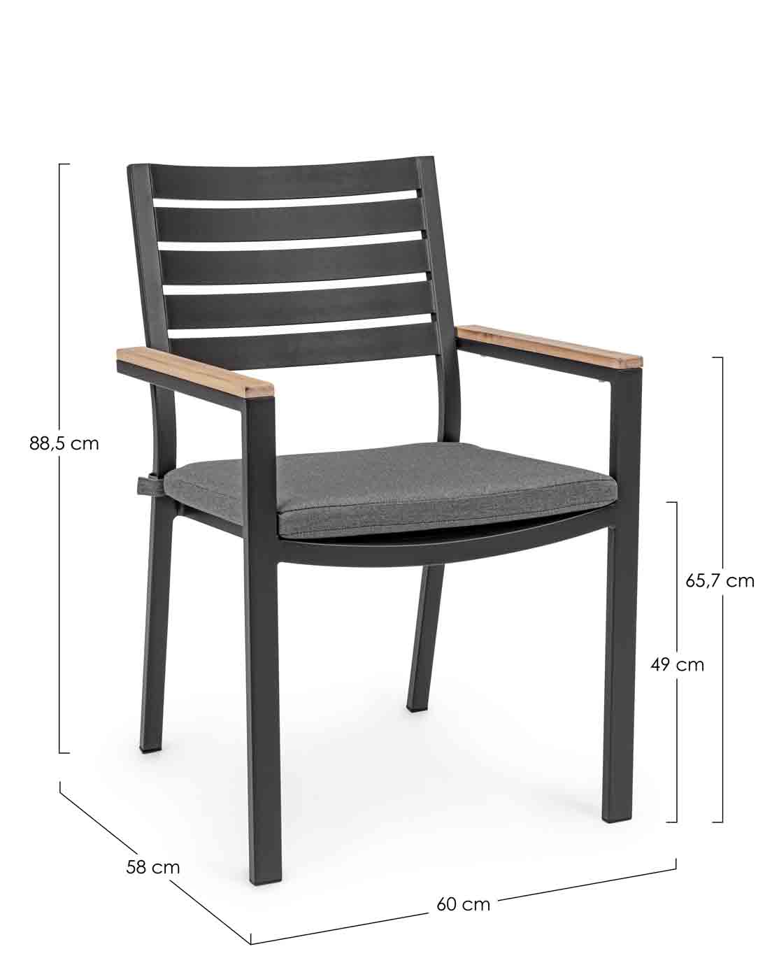 Gartenstuhl Belmar stapelbar mit Armlehne, Anthrazit