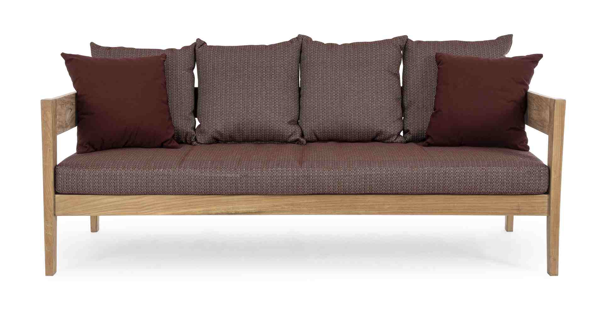 Gartensofa Kobo aus Teakholz, Weinrot