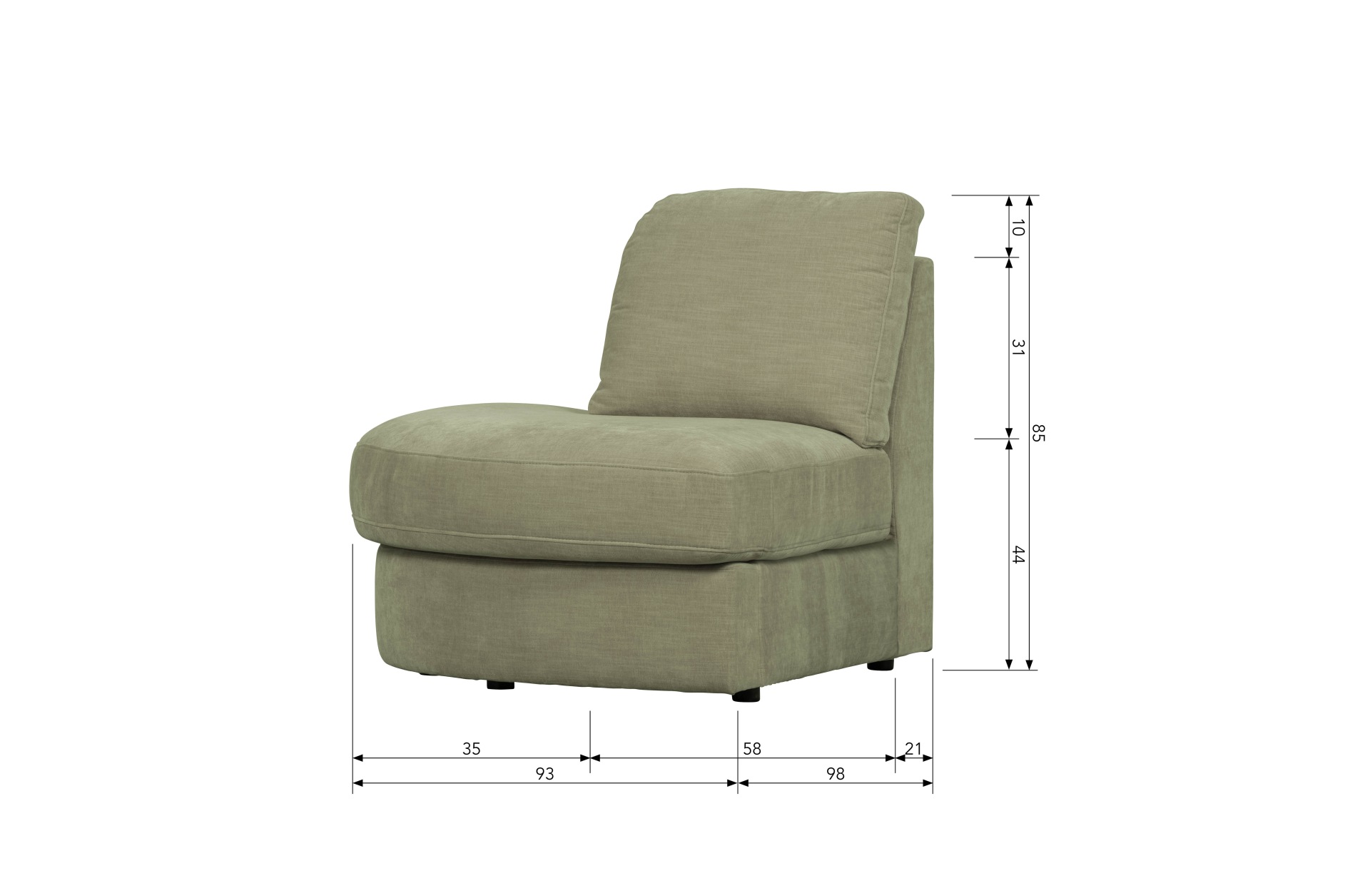 Modulsofa Family 1-Seat Eck-Element Rund Links, Grün