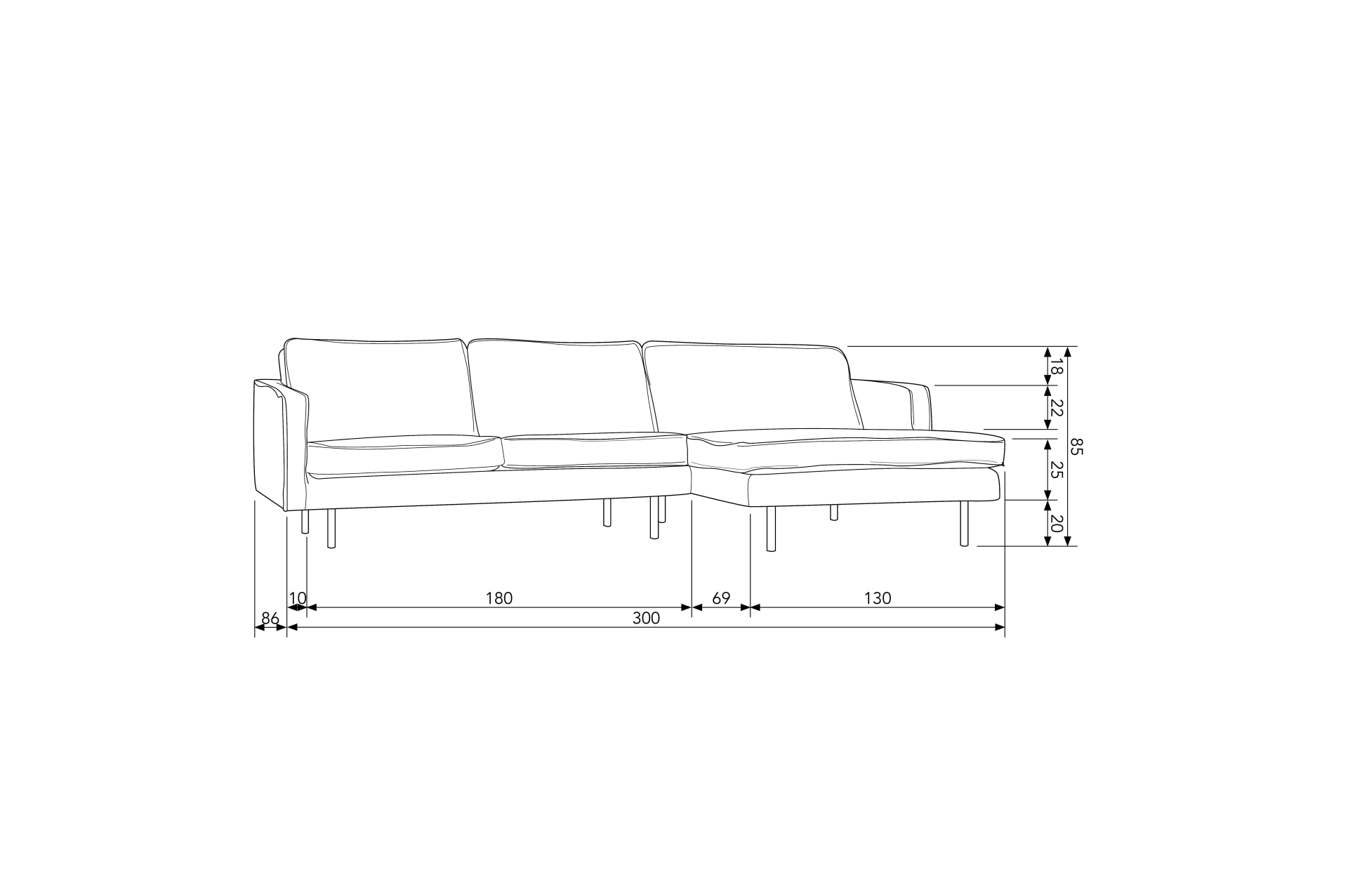 Ecksofa Rodeo Chaiselongue Samt, rechts Pistazie