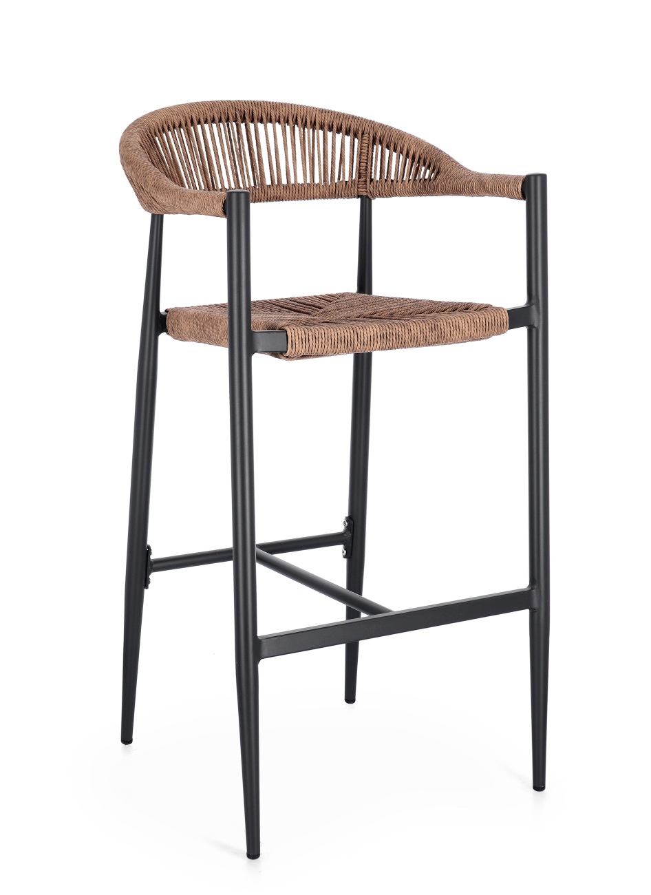 Gartenbarhocker Jandia aus Aluminium, Anthrazit / Natur