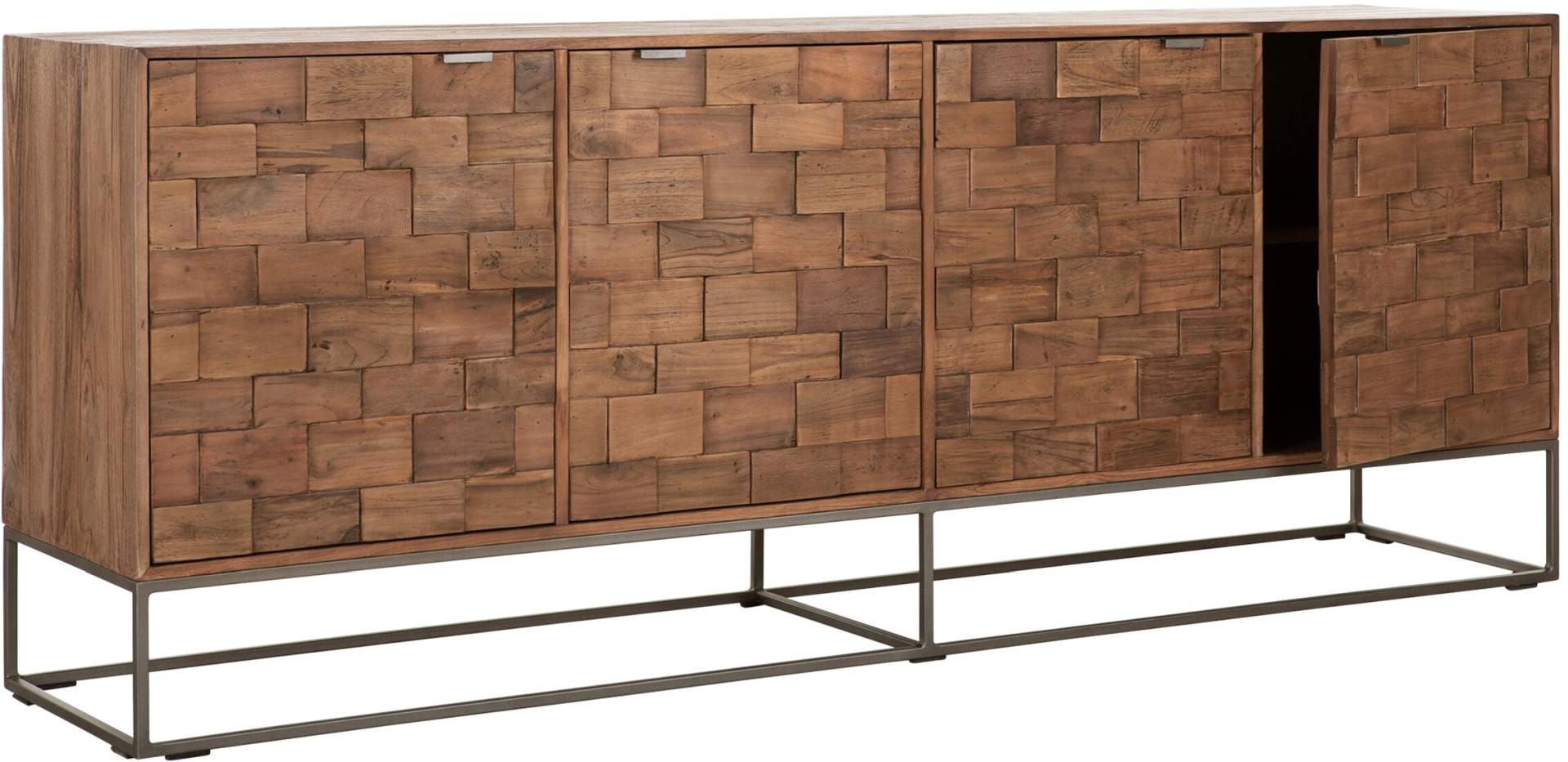 Sideboard Blockx aus Teakholz, 210 cm