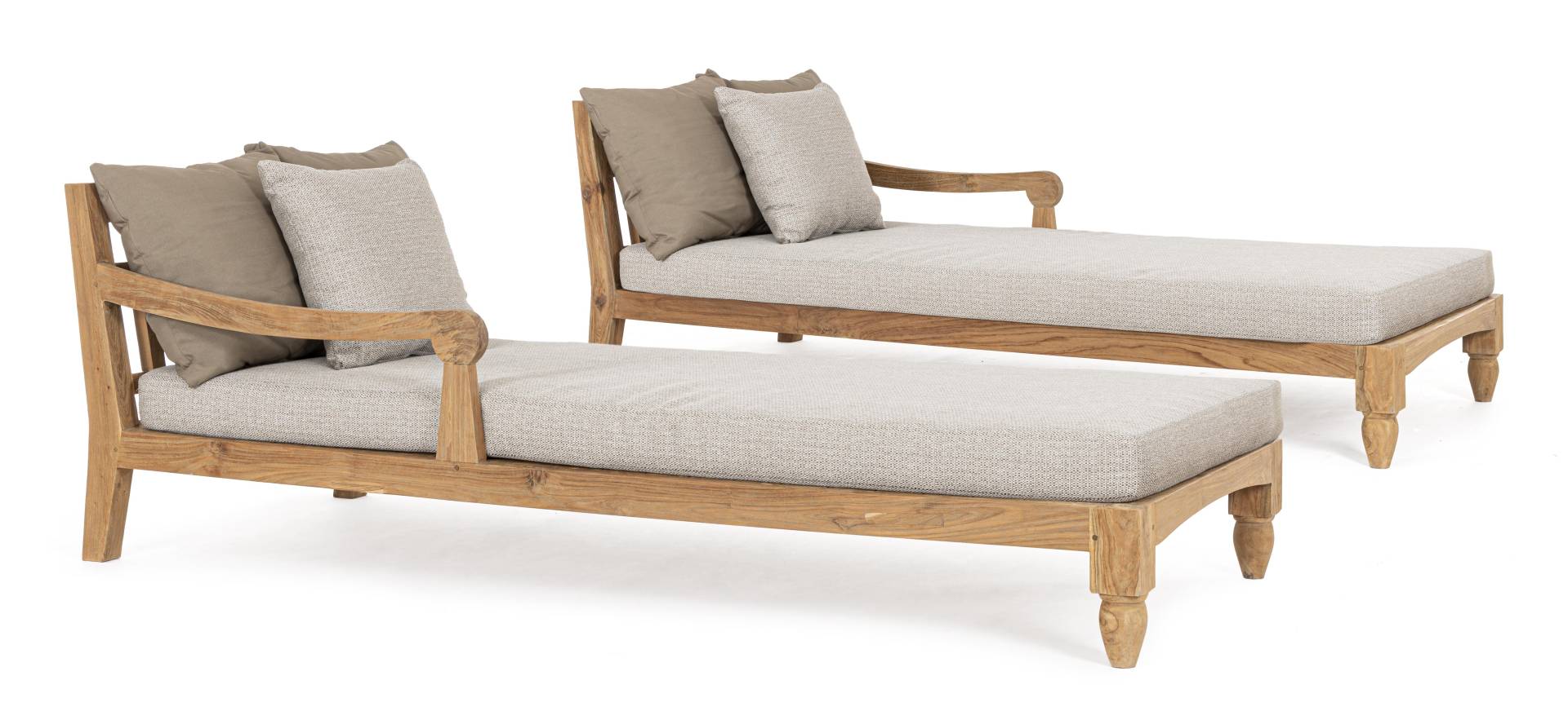 Daybed Bali aus Teakholz, Hellgrau