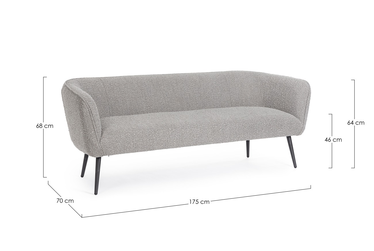 Sofa Avril aus Bouclè-Stoff 3-Sitzer, Grau