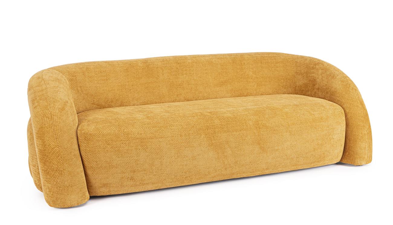 Sofa Clemence aus Stoff, Senf