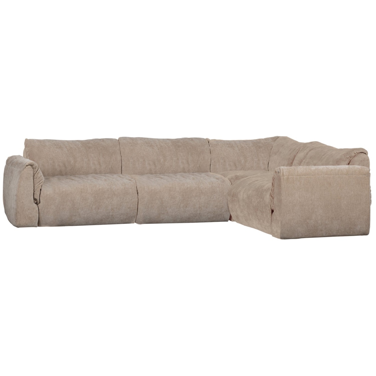 Ecksofa Baggy aus 3D-Chenille-Stoff Rechts, Sand