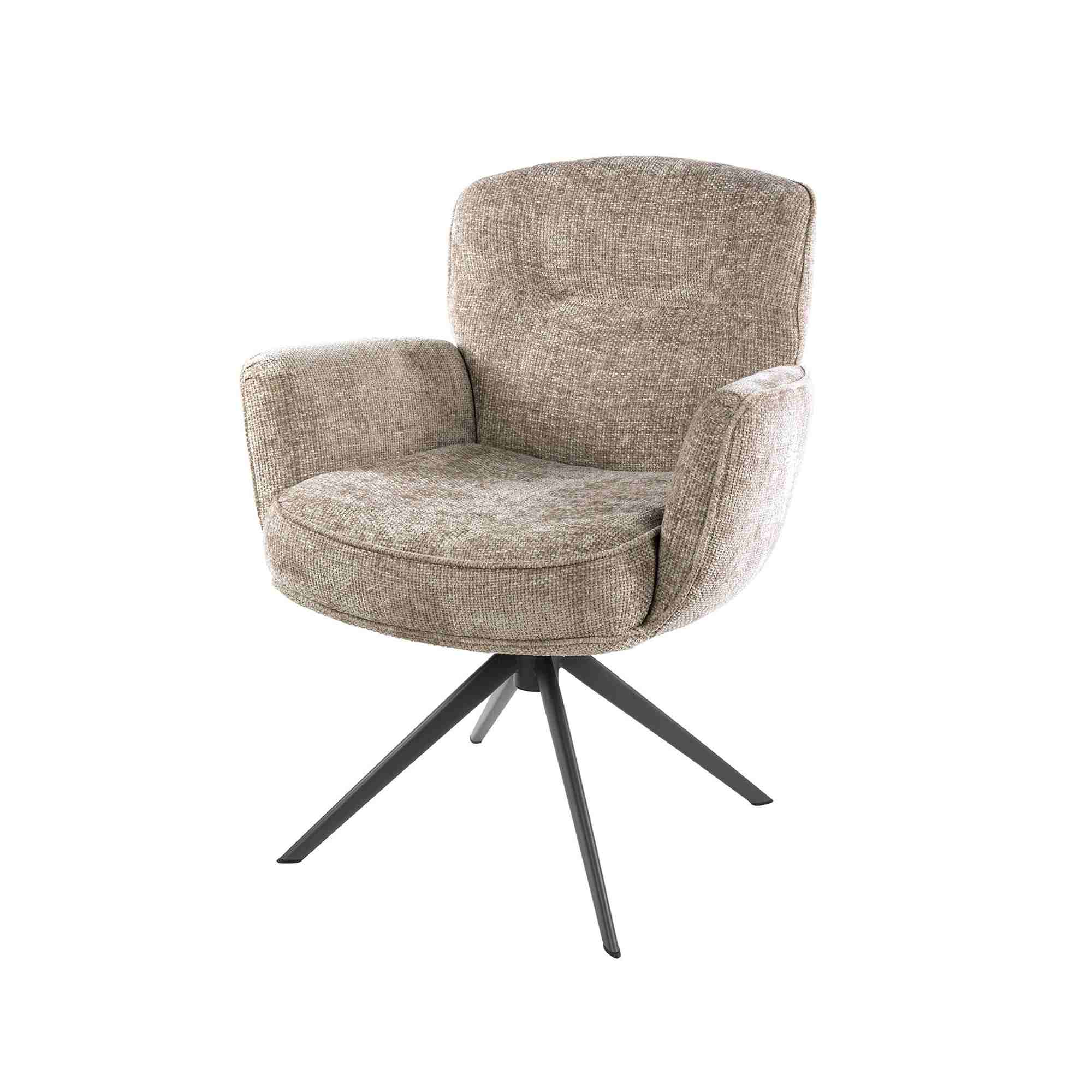 Armstuhl Azora 2er-Set mit Drehfunktion mit Chenille-Bezug, Sand