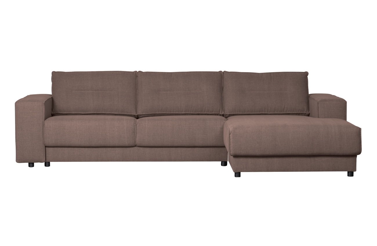 Chaiselongue Randy aus Leinenstoff Rechts, Braun