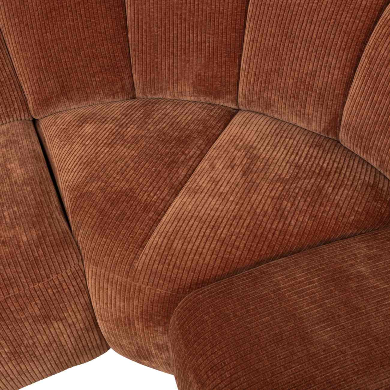 Ecksofa Mojo aus Flachcord Rechts, Rostbraun