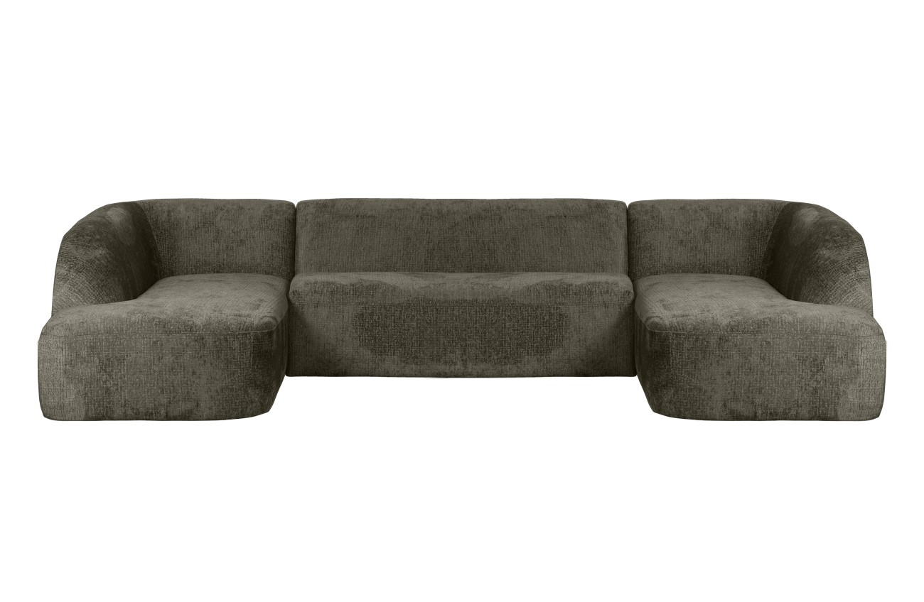 Sofa Sloping U-Form aus Struktursamt, Frost