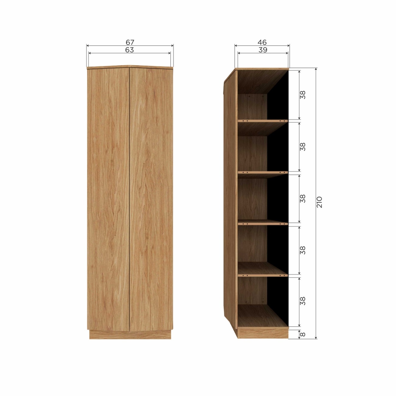 Schrank Zuma aus Eichenholzfurnier, 67 cm