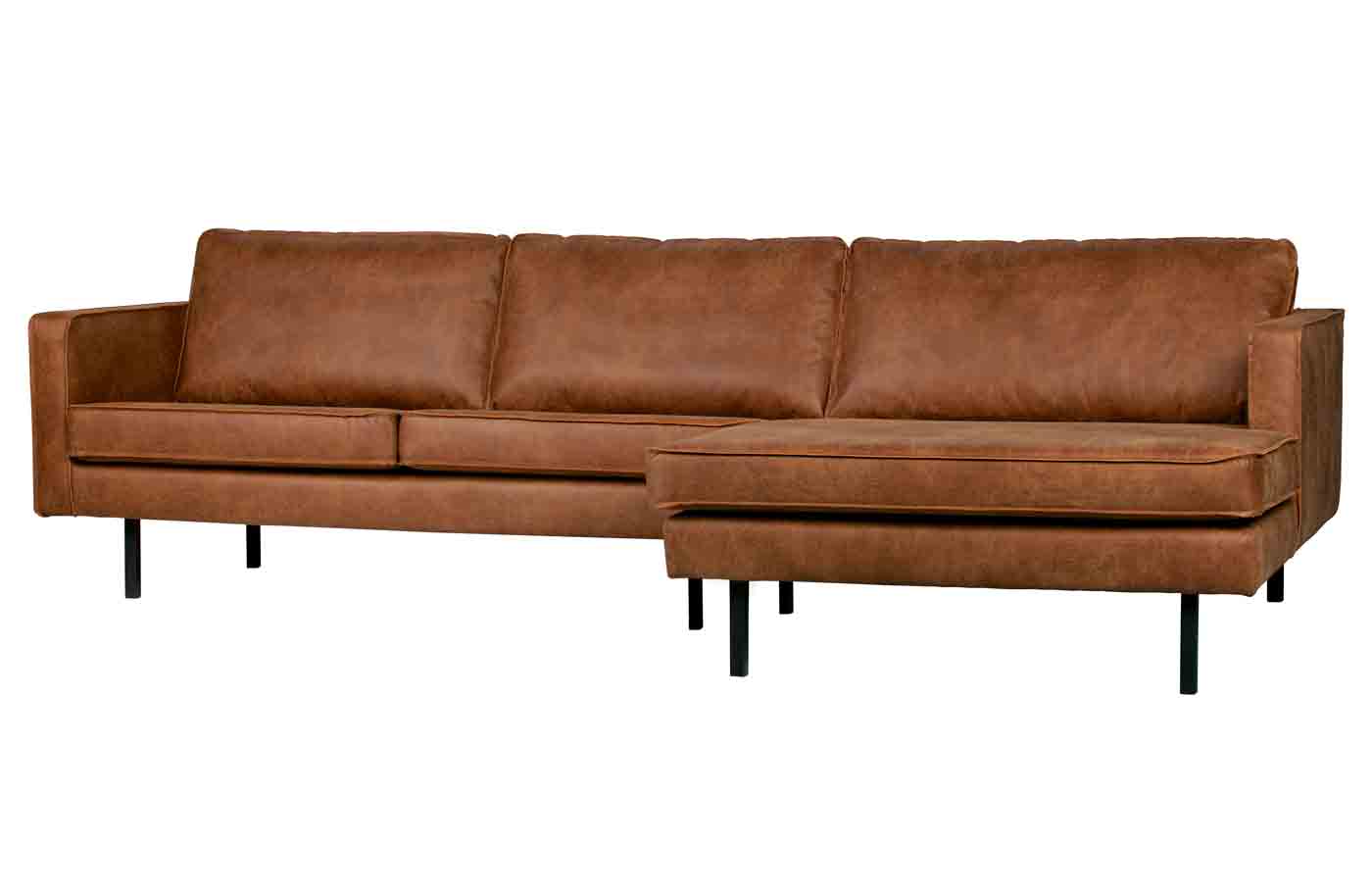 Ecksofa Rodeo Chaiselongue Lederoptik, rechts Cognac