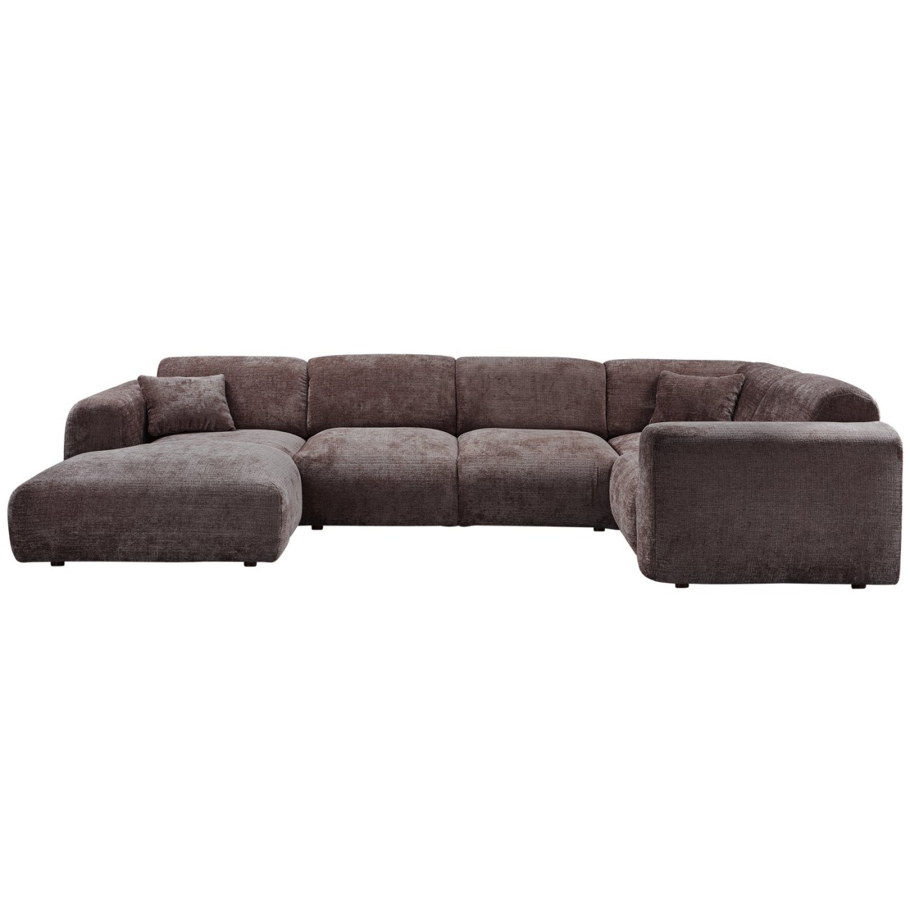 Ecksofa Cloud aus Chenille-Stoff Rechts, Braun