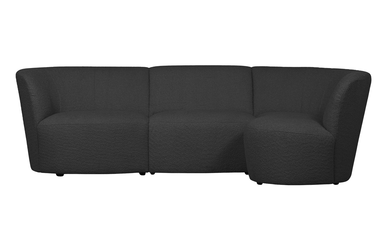 Ecksofa Coco aus Boucle-Stoff Rechts, Dunkelgrau