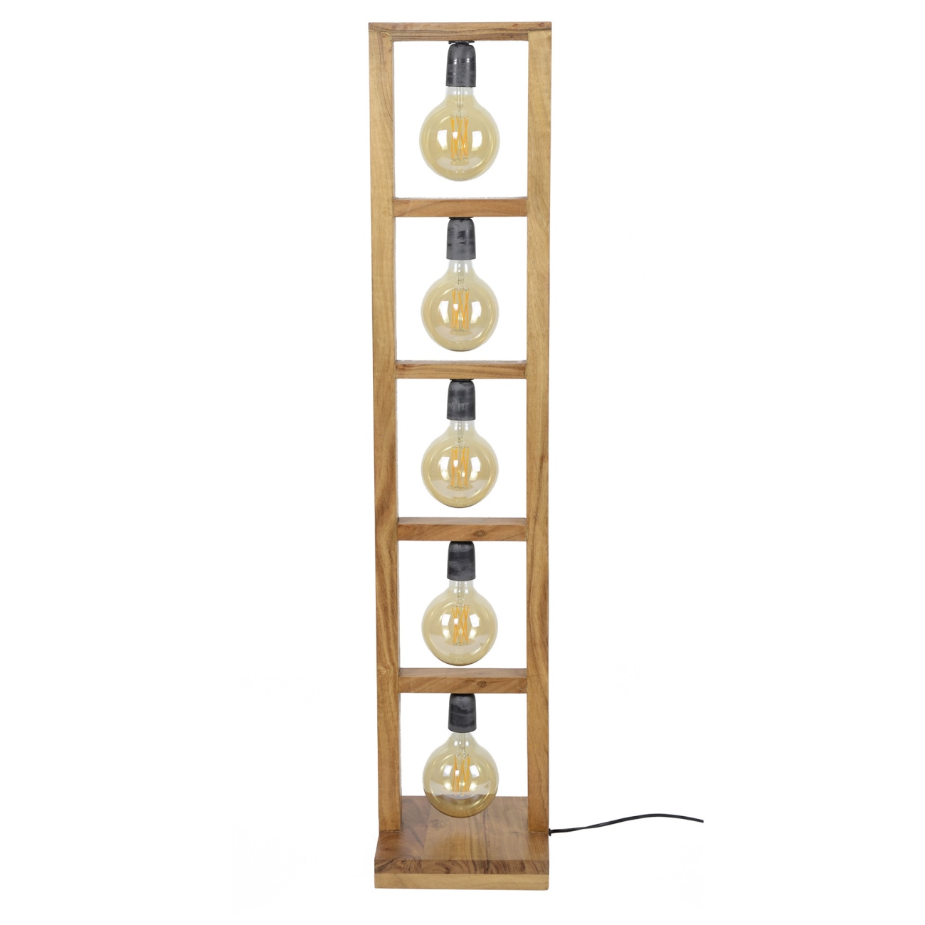 Stehleuchte Akadur, 5-flammig - Akazienholz Natur, H 135 cm, inkl. LED