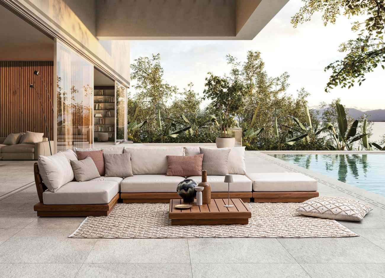 Gartencouchtisch Delgada aus Teakholz, 94x94 cm