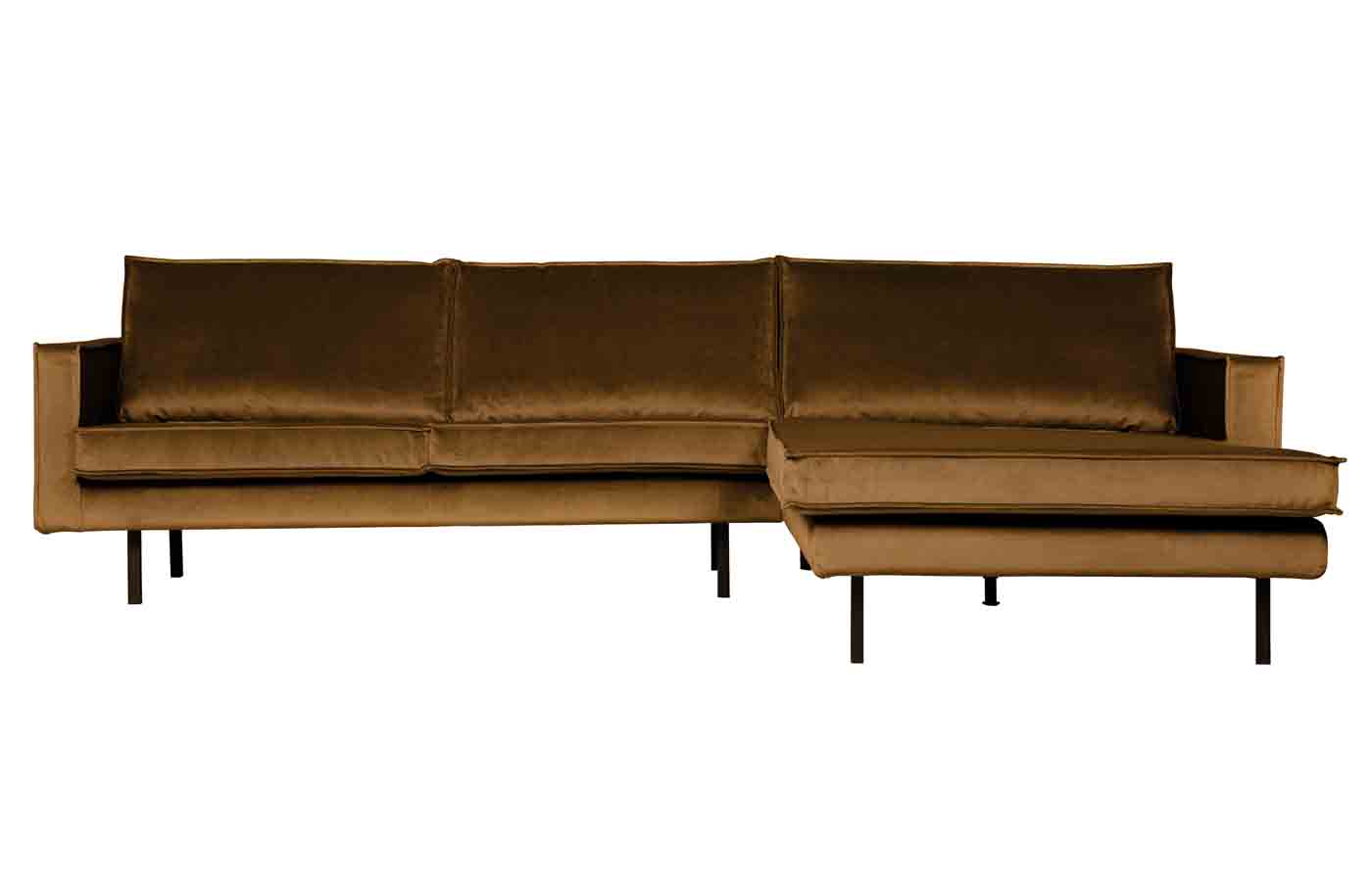 Ecksofa Rodeo Chaiselongue Samt, rechts Honig Gelb