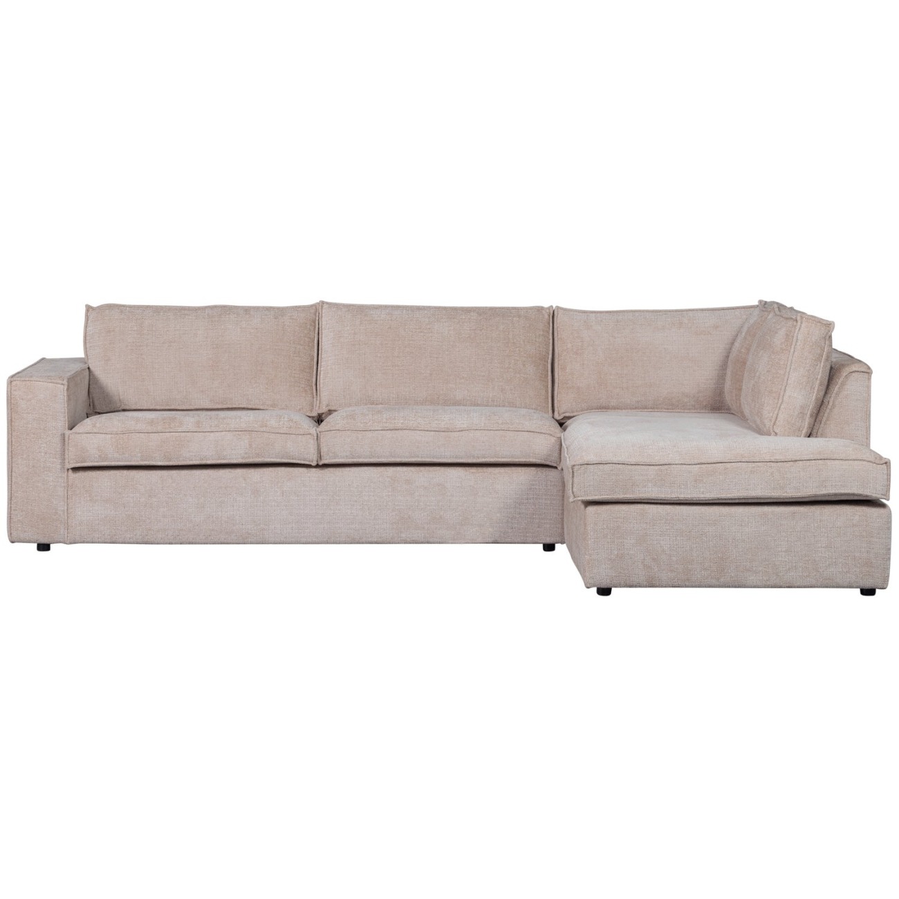 Ecksofa Hajo aus Chenille-Stoff Rechts, Sand