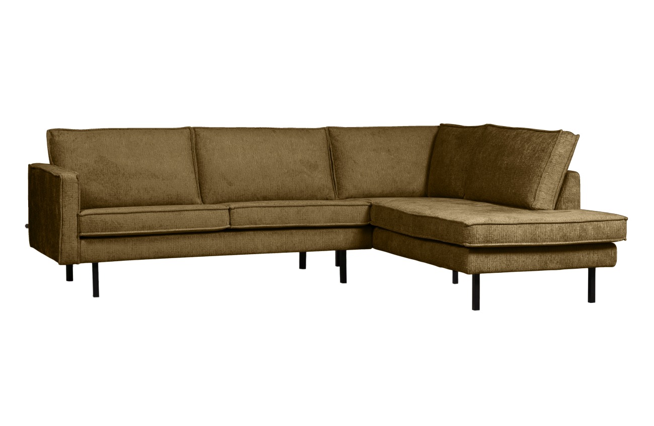 Ecksofa Rodeo aus Struktursamt Rechts, Brass