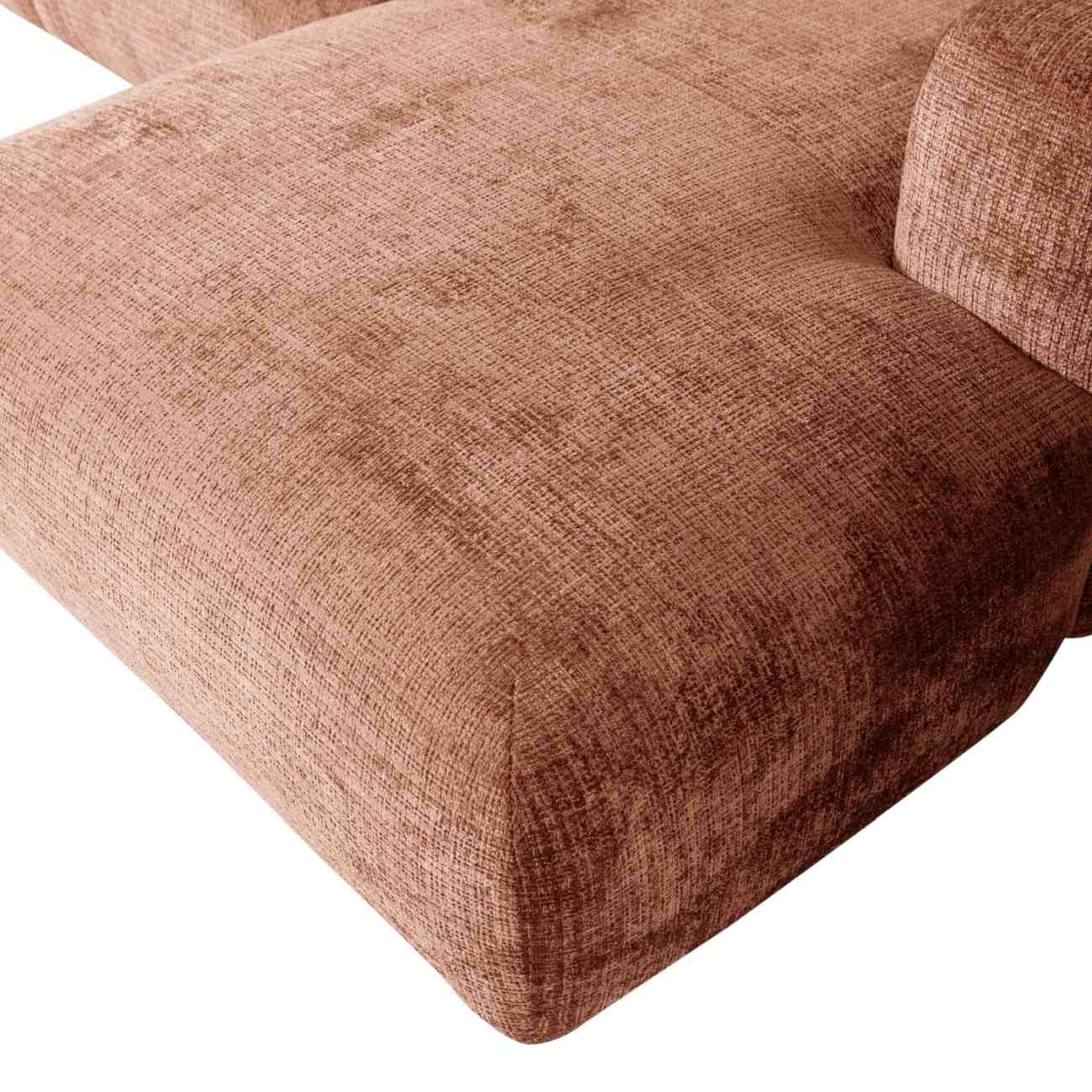 Chaiselongue Cloud aus Chenille-Stoff Rechts, Terra