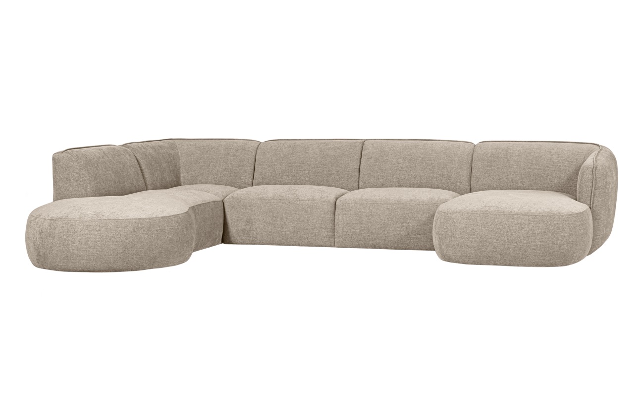 Sofa Polly U-Form aus Webstoff Links, Sand