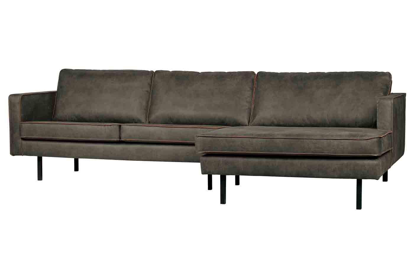 Ecksofa Rodeo Chaiselongue Lederoptik, rechts Army