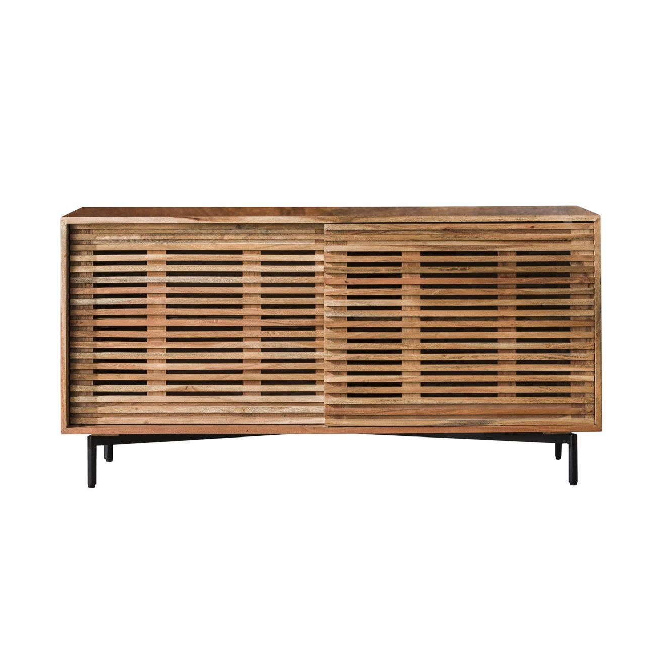 Sideboard Fovale - massiver Akazie Natur, Lamellenfront, 150 cm