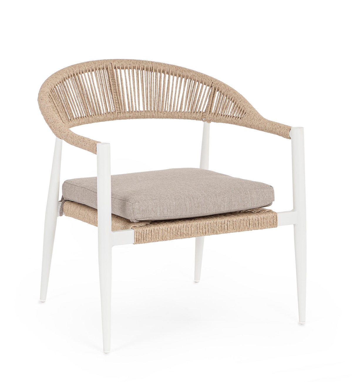 Gartensessel Jandia aus Aluminium, Weiß / Beige
