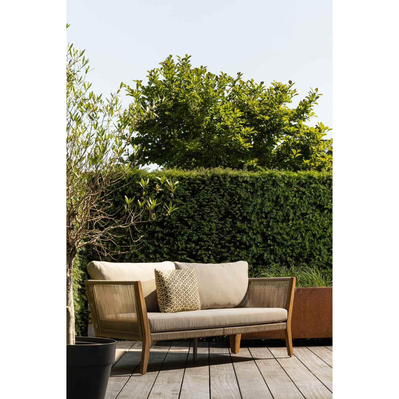 Gartensofa San Remo aus Teakholz, Sand