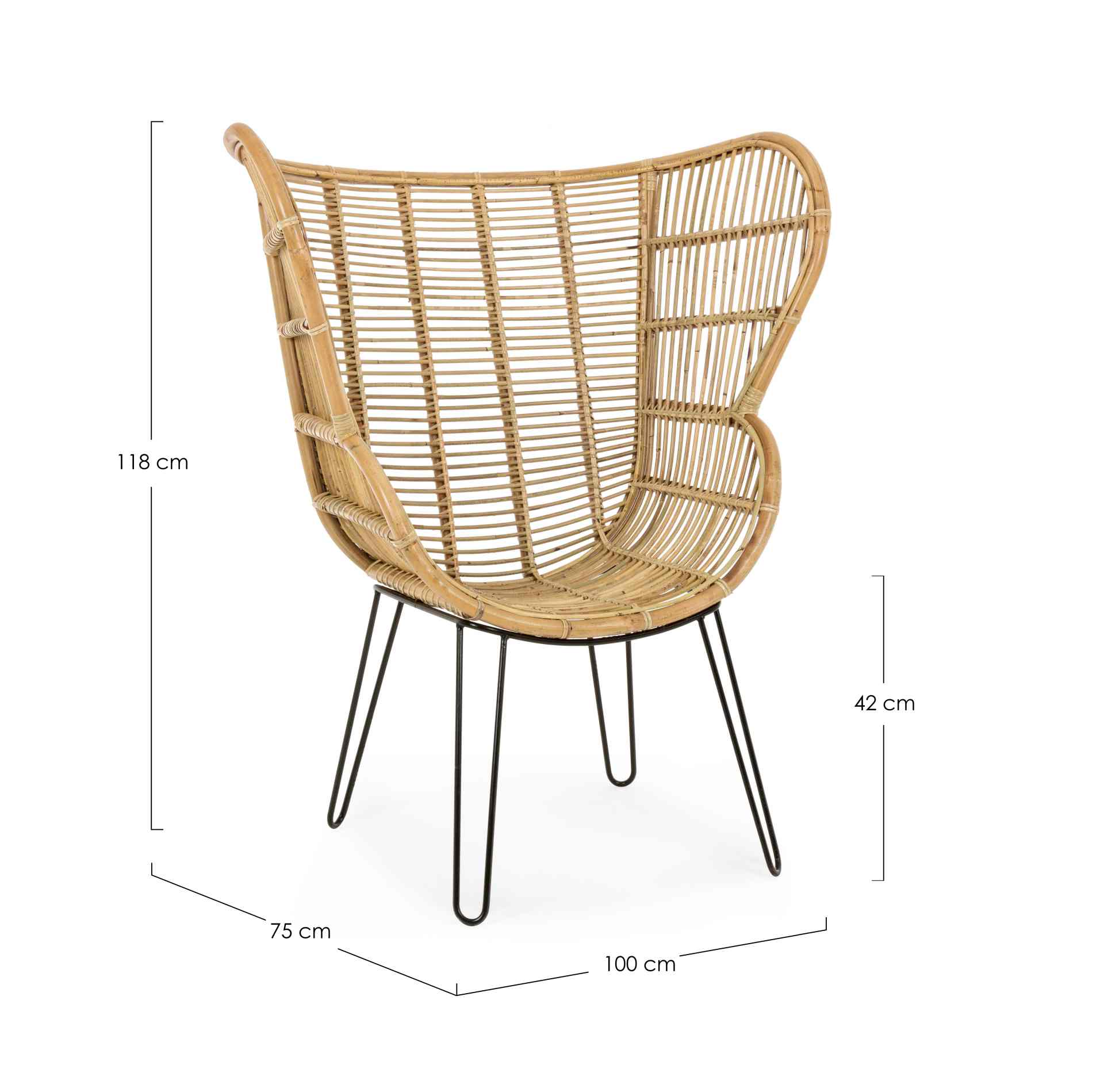 Sessel Estefan aus Rattan, Natur