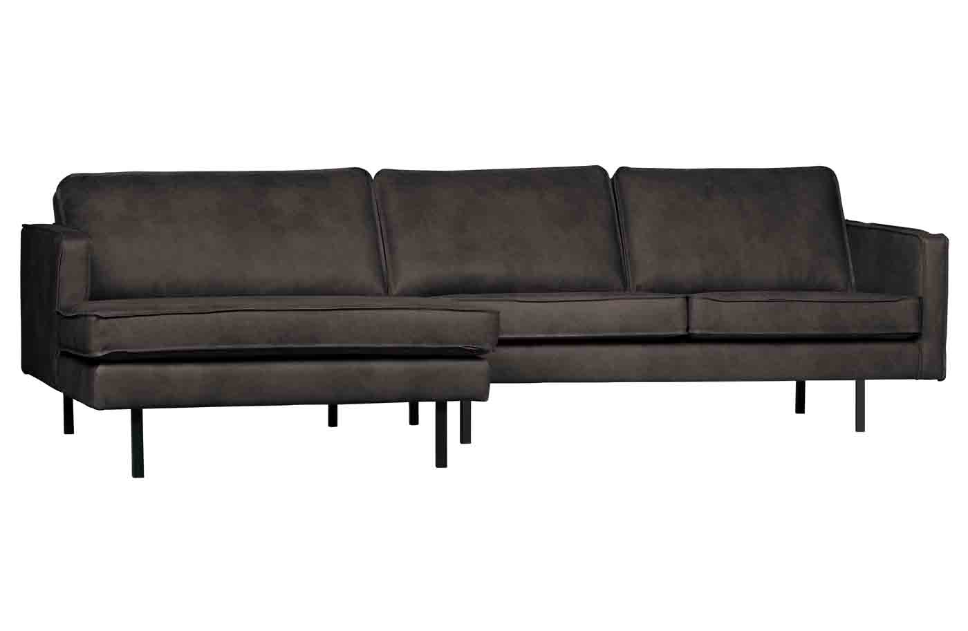 Ecksofa Rodeo Chaiselongue Lederoptik, links Schwarz