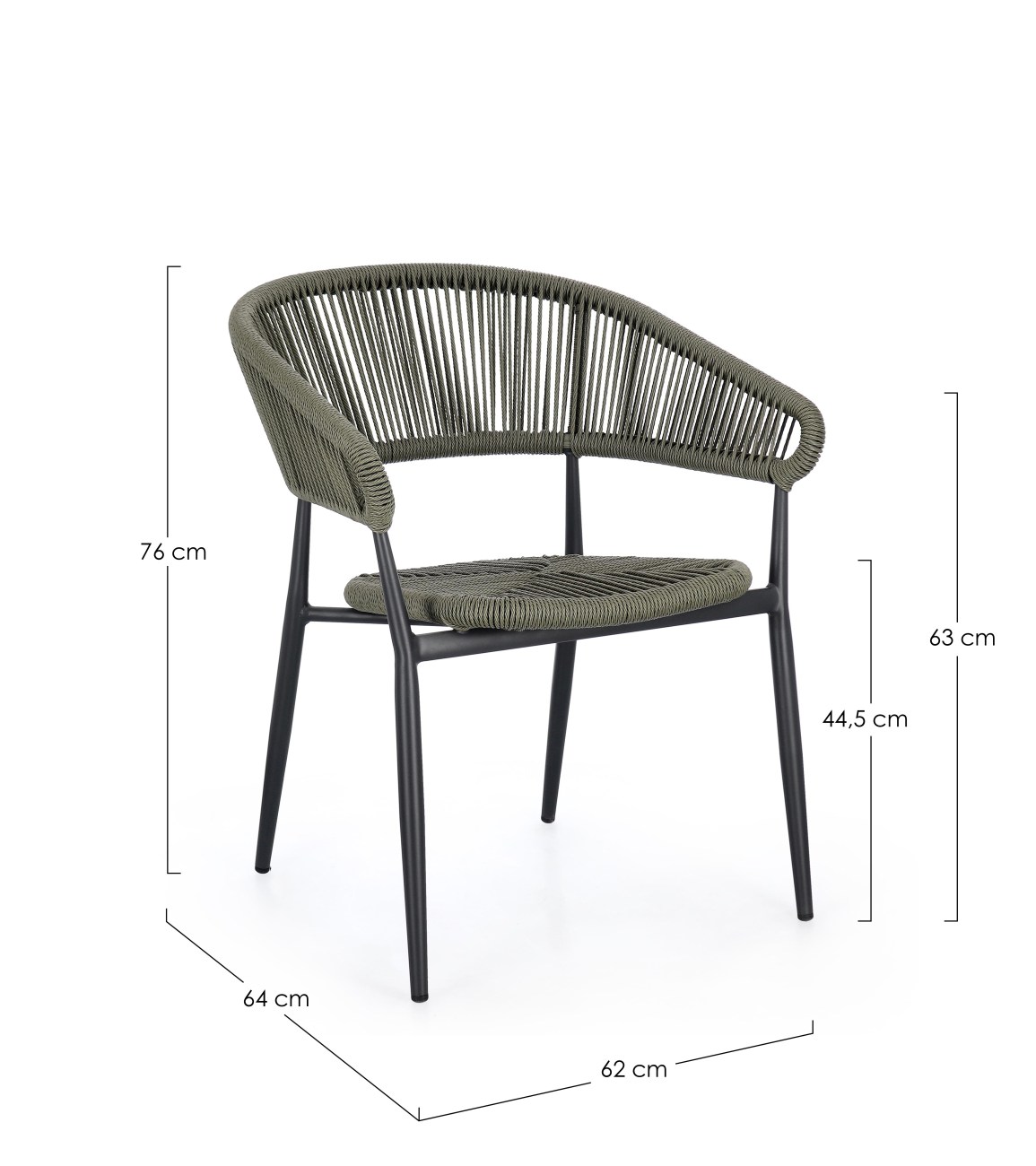 Gartenstuhl Algaida aus Aluminium, Anthrazit / Grün