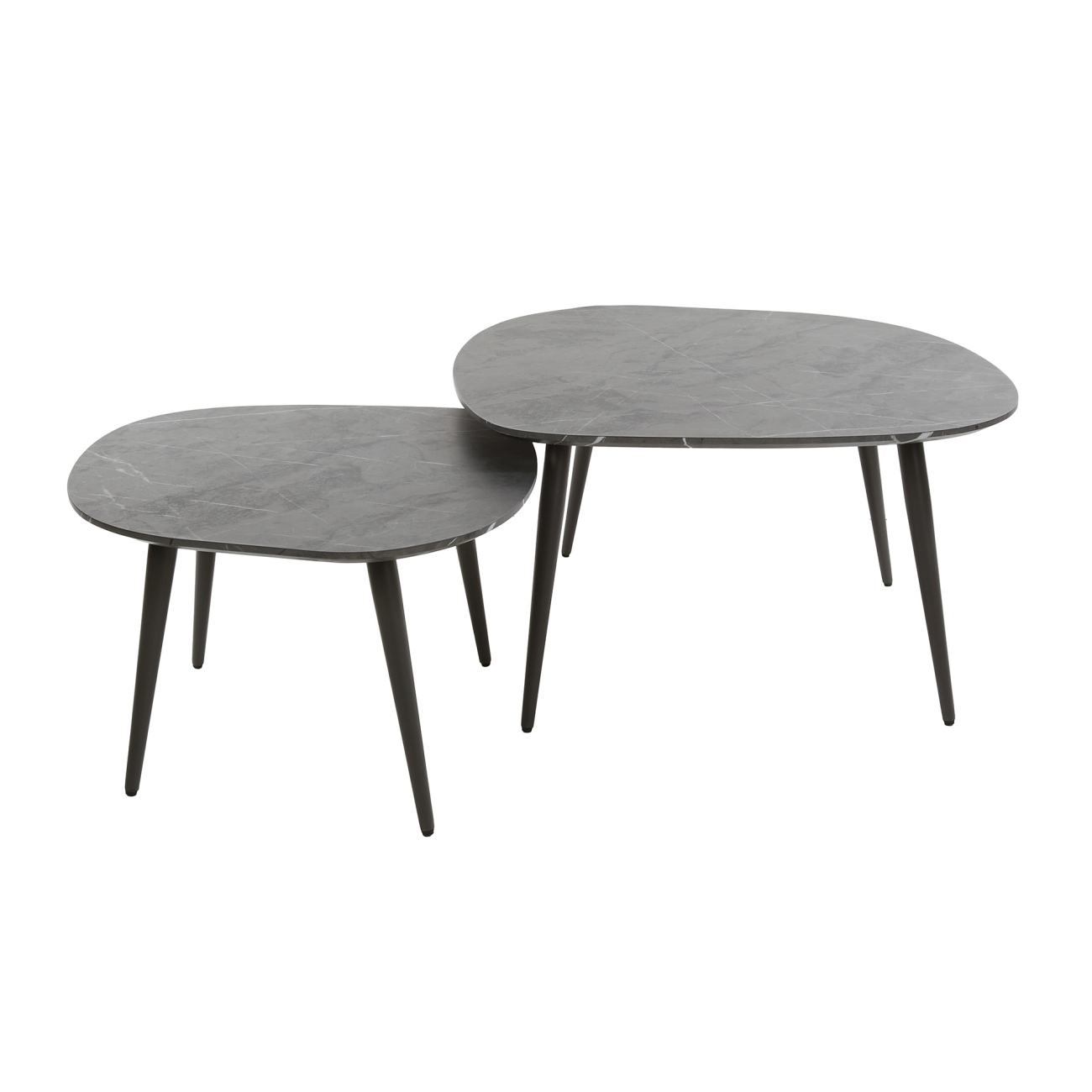 2er-Set Couchtisch Melamik in Keramik-Optik, Viereckig