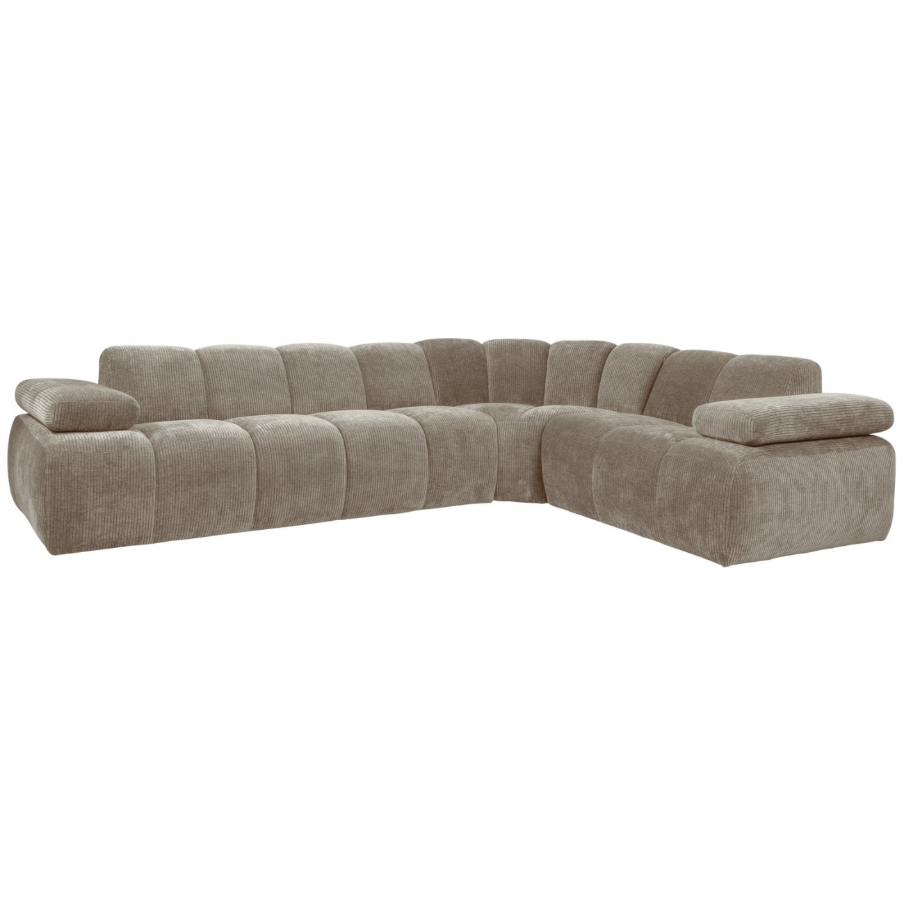 Ecksofa Mojo aus Flachcord Rechts, Sand