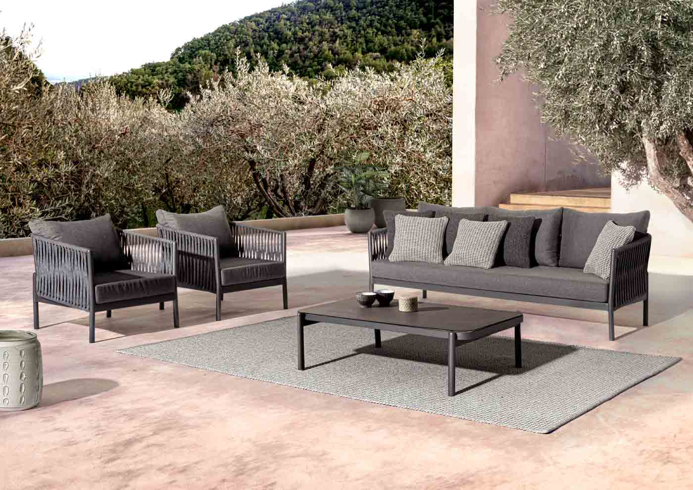 3-Sitzer Sofa Florencia mit Kissen, Anthrazit