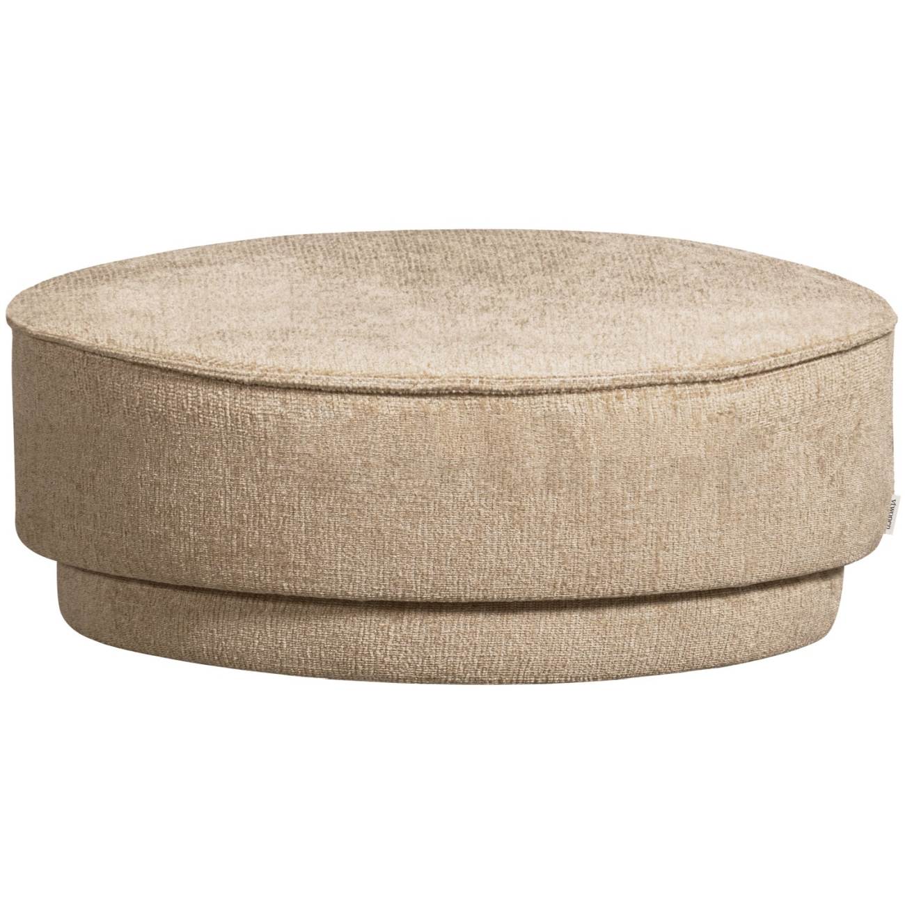 Hocker Pearl aus Melange-Stoff Ø 80 cm, Natur