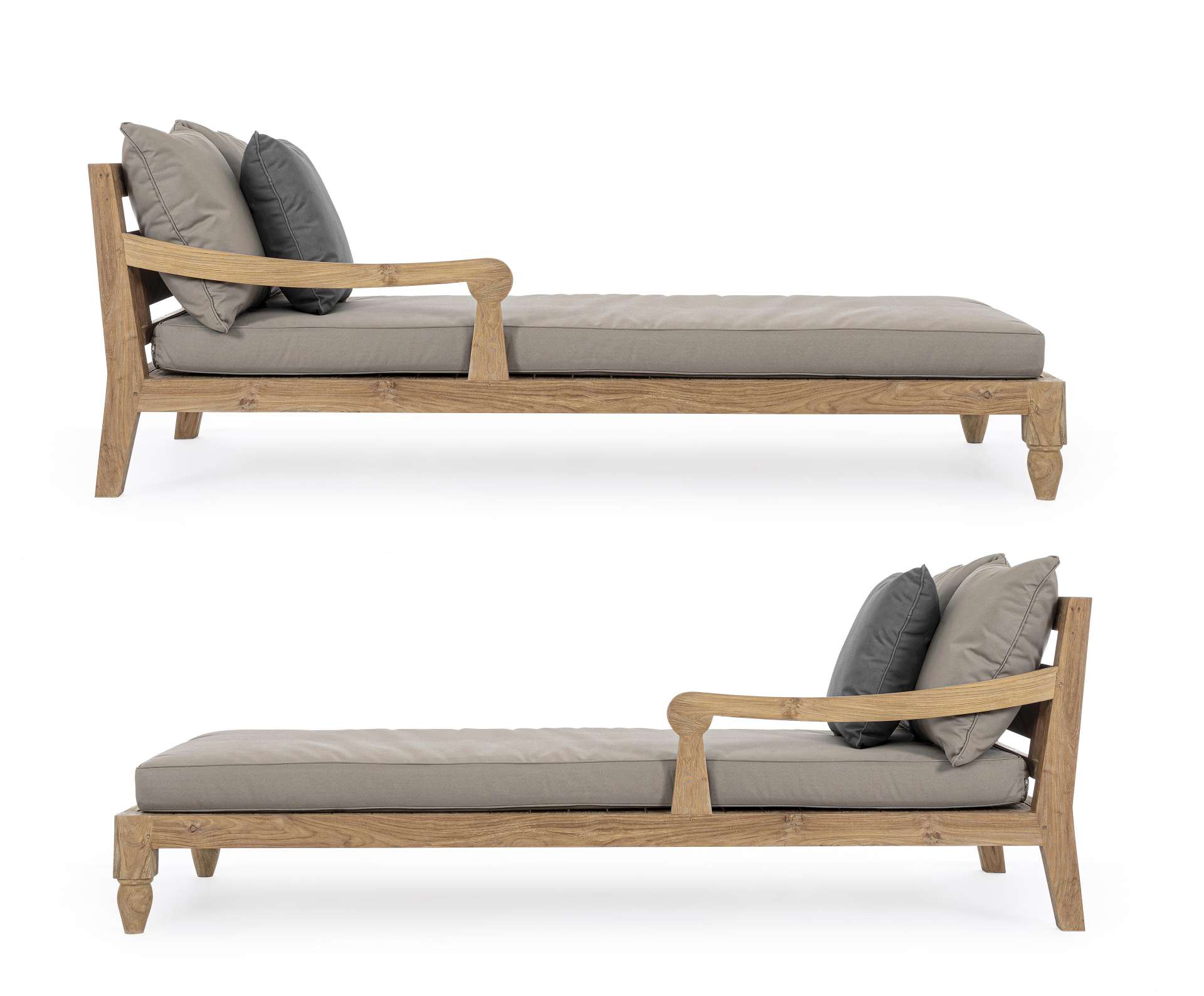 Daybed Bali aus Teakholz, Grau