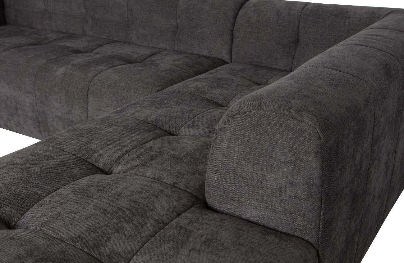 Ecksofa Grid aus Chenille-Gewebe Rechts, Grau