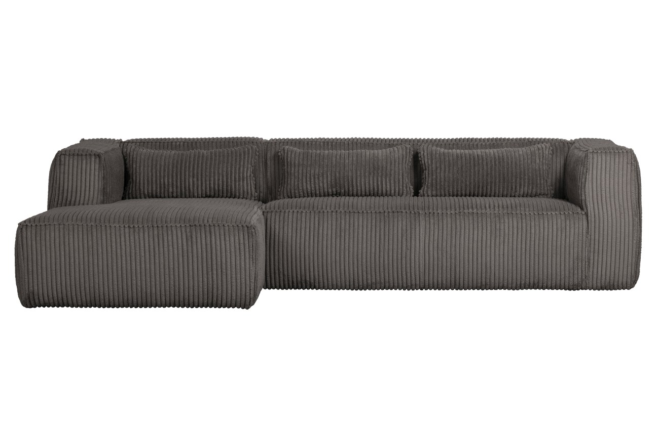 Ecksofa Bean mit Cordbezug, links Grau