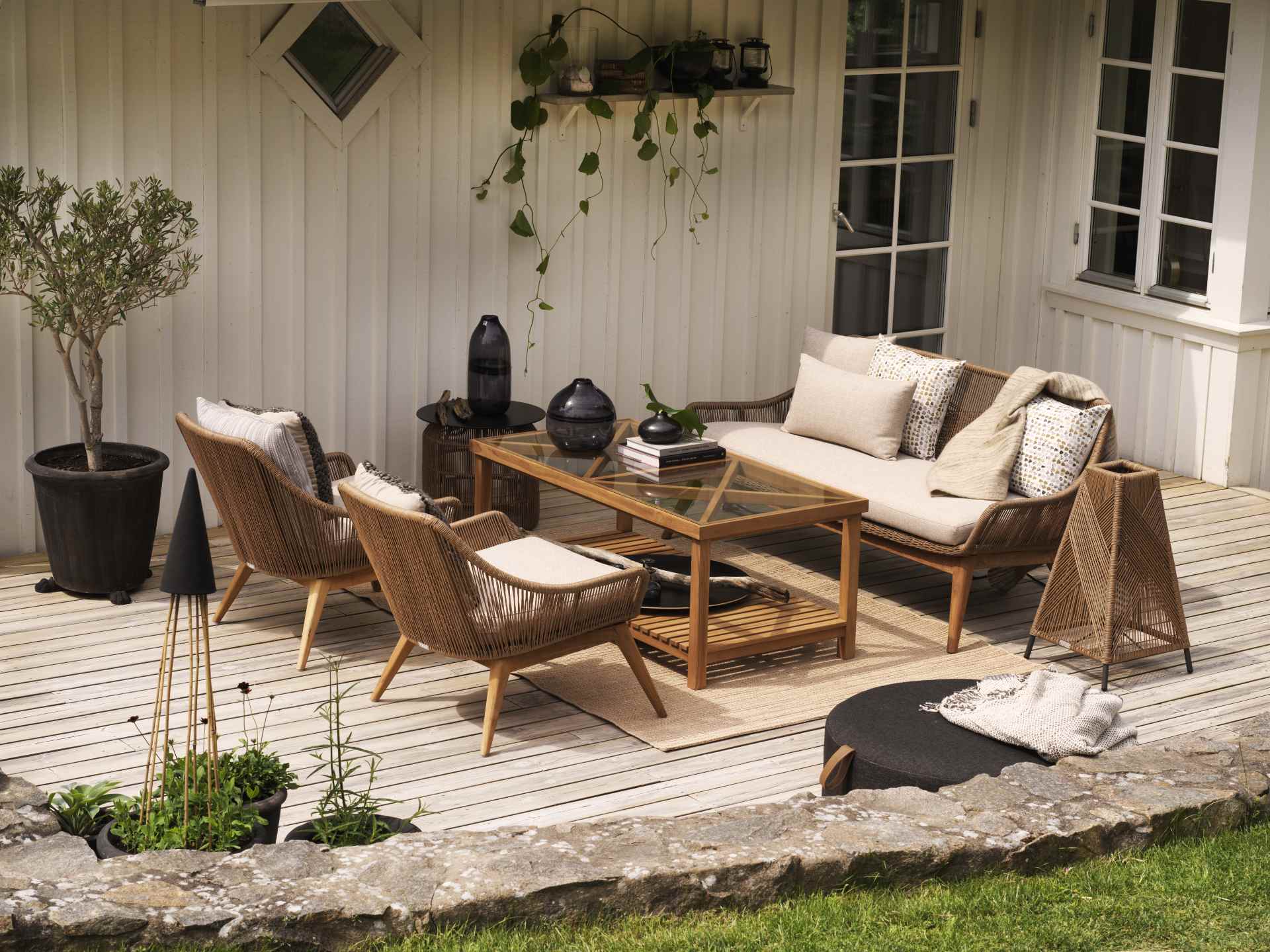 Gartensofa Midway aus Rattan, Braun