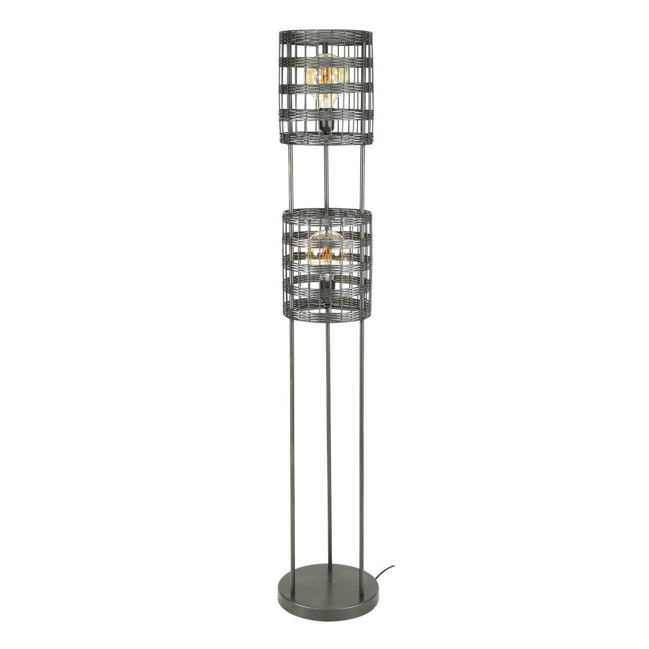 Stehleuchte Noctis, 2-flammig - Metall in Schwarz-Nickel, inkl. LED