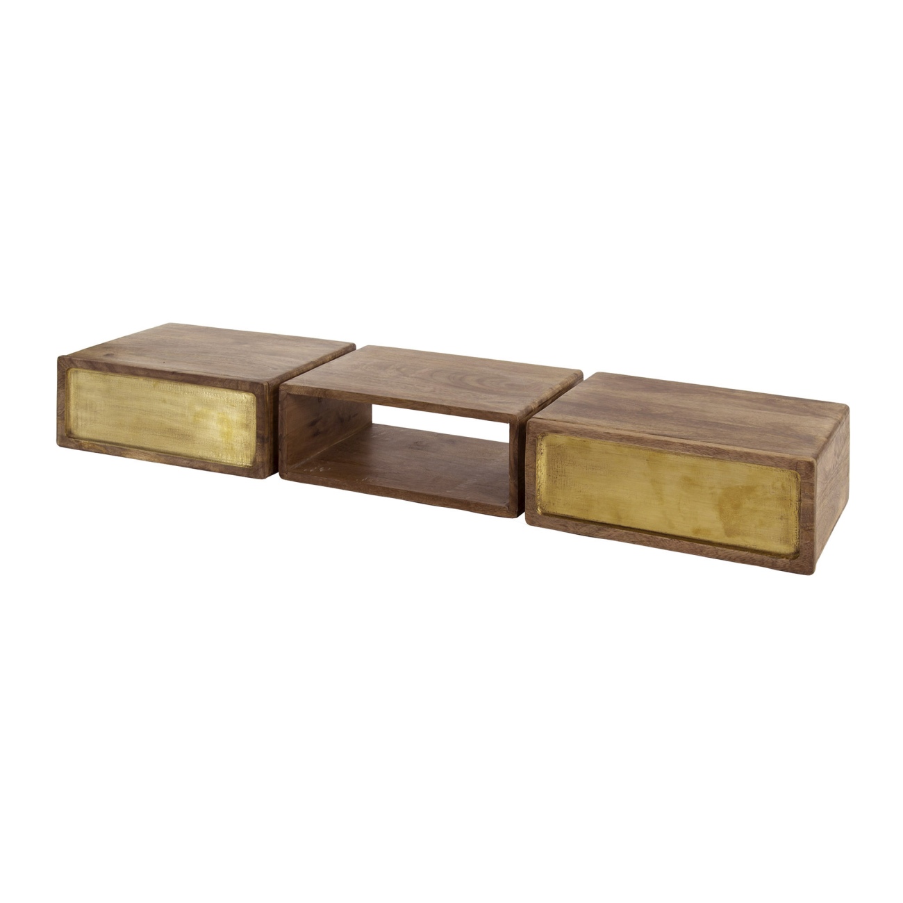 Konsole / Schminktisch Latona - Mangoholz massiv Braun, Schwebeoptik