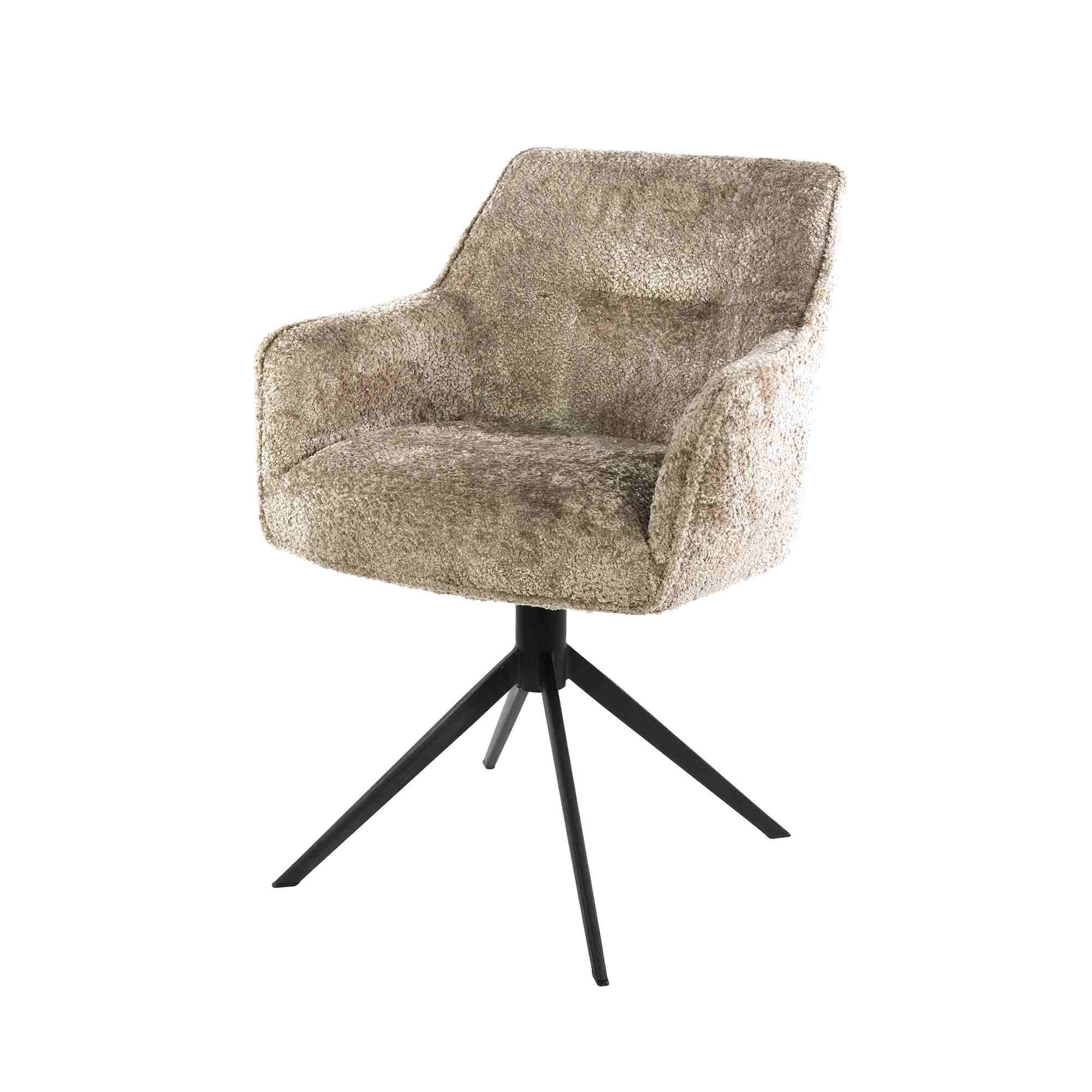 Armstuhl Ila 2er-Set drehbar mit Nosag-Federung, Teddy-Stoff, Sand