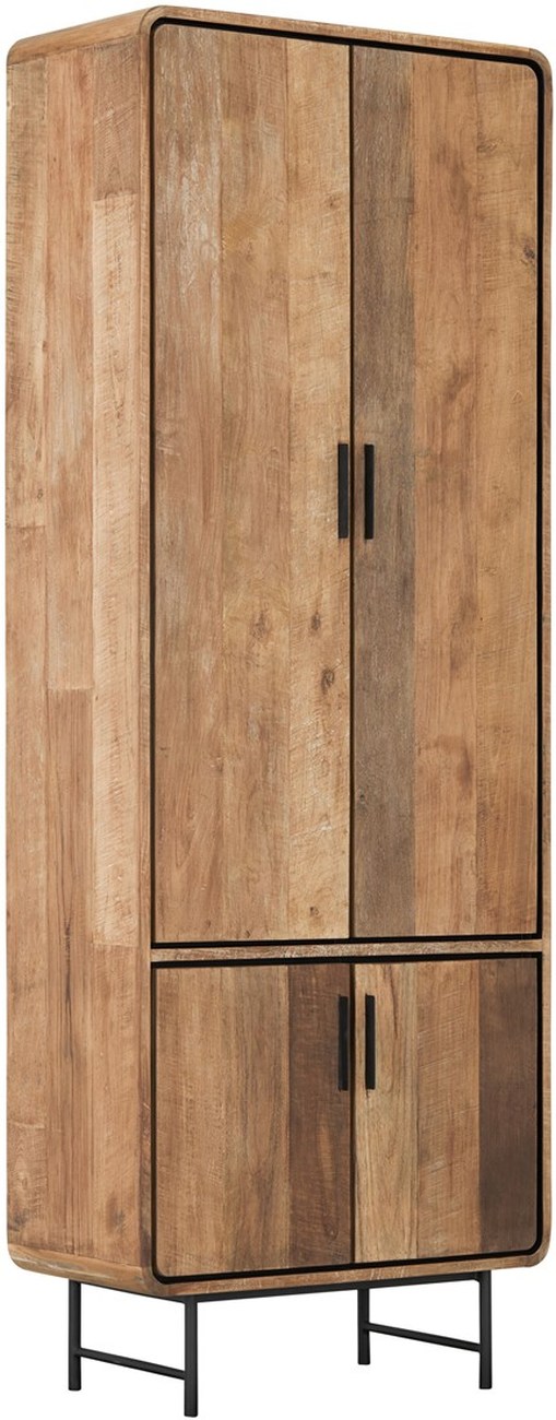 Schrank Evo aus recyceltem Teakholz, Holztüren