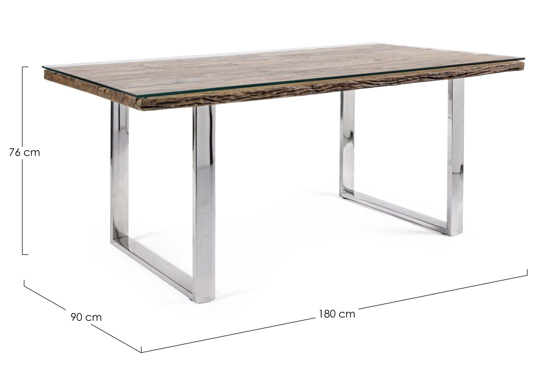 Esstisch Stanton mit Glasplatte, 180 cm