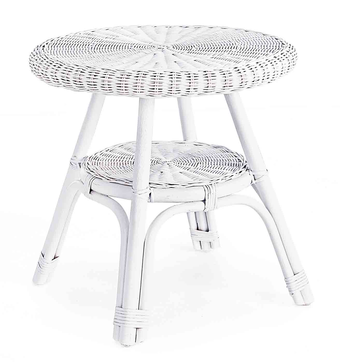 Beistelltisch Alliss aus Rattan, Weiß Beistelltisch Alliss aus Rattan, Weiß