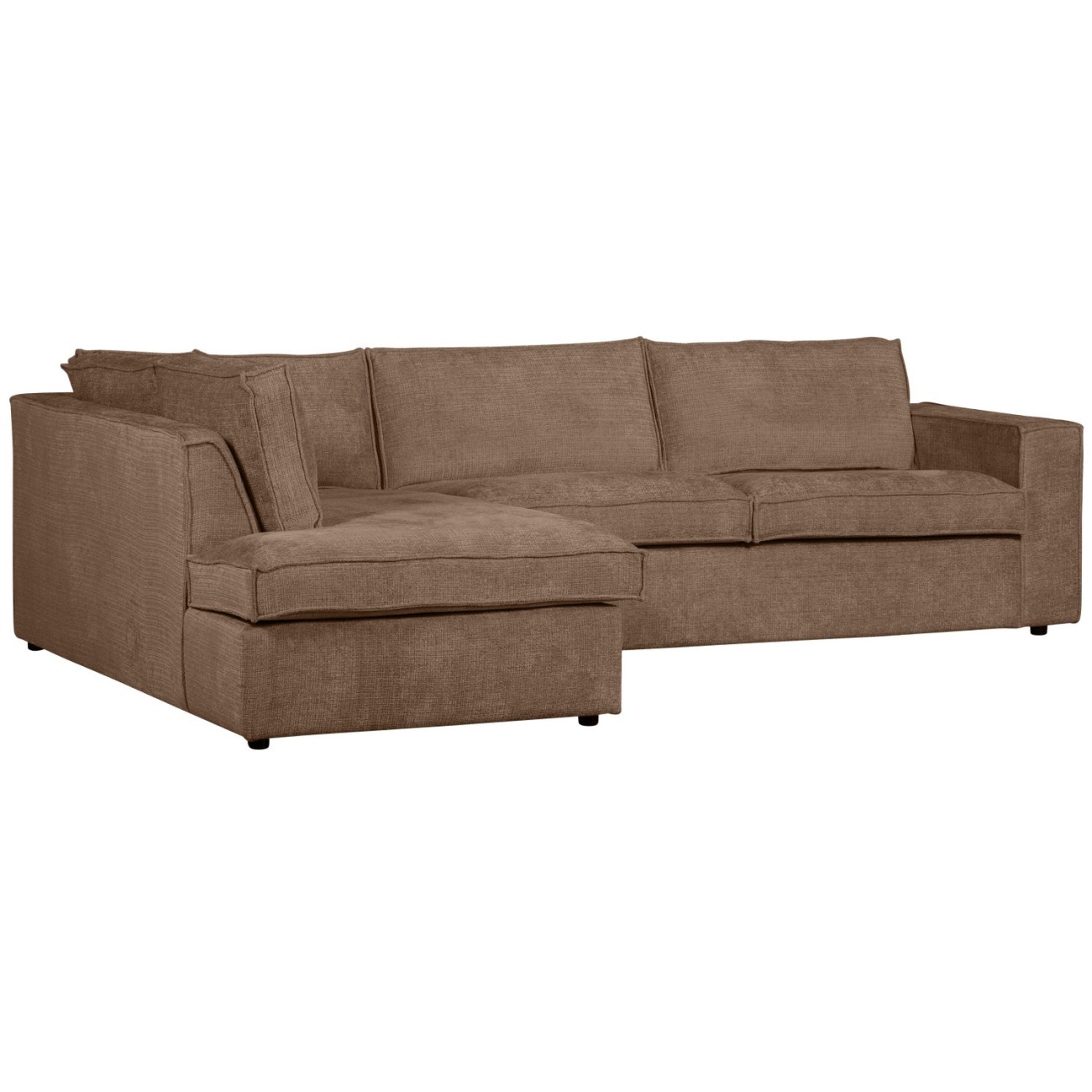 Ecksofa Hajo aus Chenille-Stoff Links, Mud