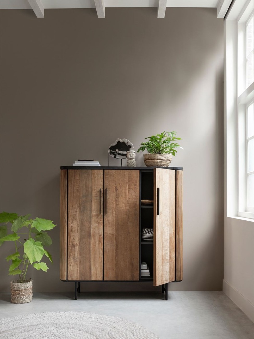 Highboard Soho aus recyceltem Teakholz, 120 cm