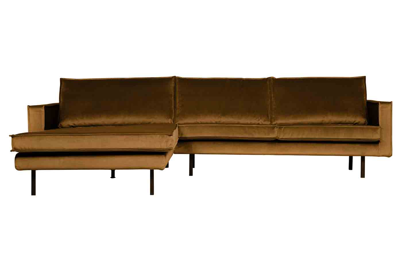 Ecksofa Rodeo Chaiselongue Samt, links Honig Gelb